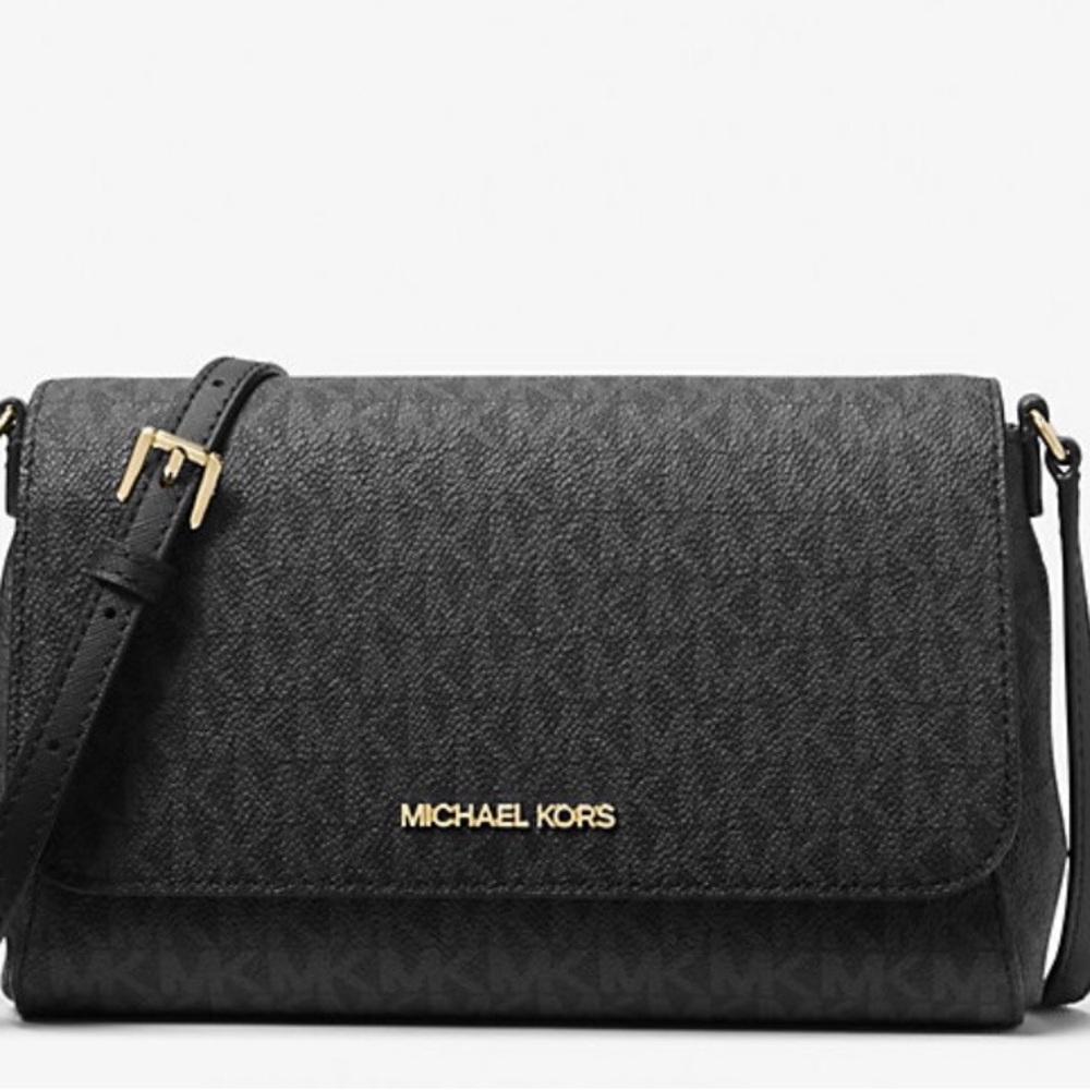 NWT Michael Kors Medium Logo Convertible Crossbody Bag in Black